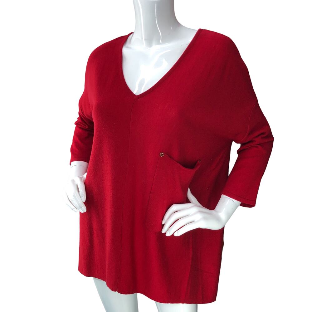 Kerisma Womens Size S/M Raven Top Sweater Dark Brick Red Front Pocket